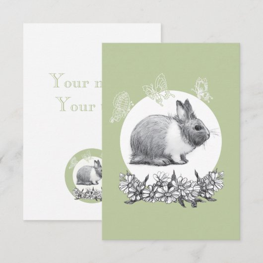 Vouw het konijn af. Potlood tekening Bedankkaart (Voorkant / Achterkant)