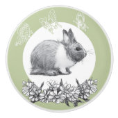 Vouw het konijn af. Potlood tekening Keramische Knop (Voorkant)