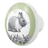 Vouw het konijn af. Potlood tekening Keramische Knop (Rechts)
