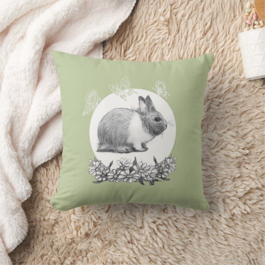 Vouw het konijn af. Potlood tekening Kussen (Deken)