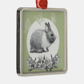Vouw het konijn af. Potloodtekening. Metalen Ornament (Rechts)