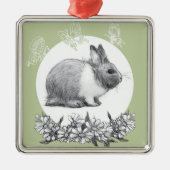 Vouw het konijn af. Potloodtekening. Metalen Ornament (Voorkant)