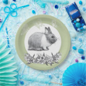 Vouw het konijn af. Potloodtekening. Papieren Bordje (Feest)