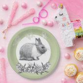 Vouw het konijn af. Potloodtekening. Papieren Bordje (Feest)