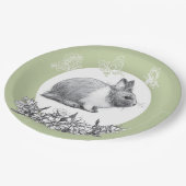 Vouw het konijn af. Potloodtekening. Papieren Bordje (Gekanteld)