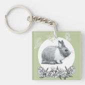 Vouw het konijn af. Potloodtekening. Sleutelhanger (voorkant)