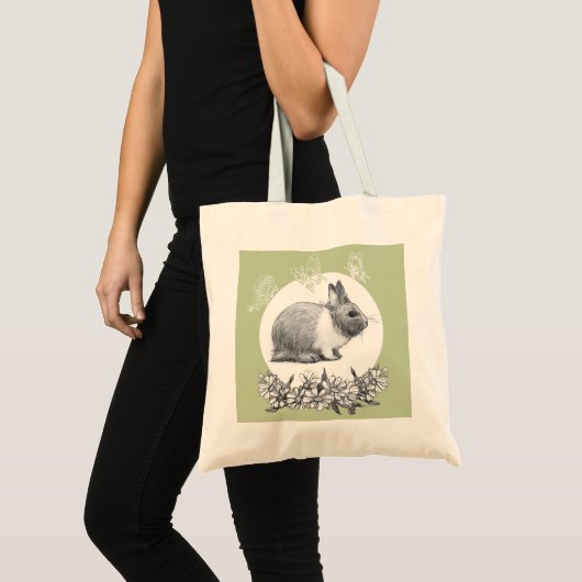 Vouw het konijn af. Potloodtekening. Tote Bag (Voorkant (product))