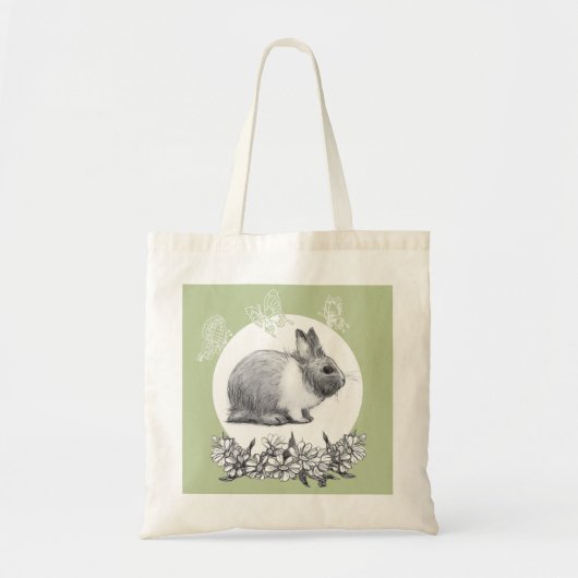 Vouw het konijn af. Potloodtekening. Tote Bag (Voorkant)