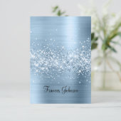 Vouw je eigen Glittery Blue Name Place-kaarten Kaart (Staand voorkant)