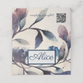 Vouw naam plaatskaart - Paarse blad floral 2 Plaatskaartje (Buitenkant ongevouwen)