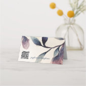 Vouw naam plaatskaart - Paarse blad floral 2 Plaatskaartje (Achterkant)