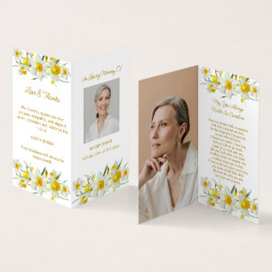 Vouw Narcis Foto Rouw Gebedkaart Visitekaartje