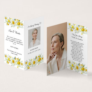 Vouw Narcis Foto Rouw Gebedkaart Visitekaartje