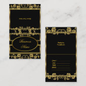 Vouw over Elegant Goud op Gouden Zwarte Bloemen Visitekaartje (Voorkant / Achterkant)