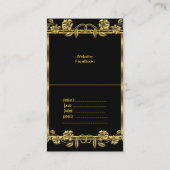 Vouw over Elegant Goud op Gouden Zwarte Bloemen Visitekaartje (Achterkant)