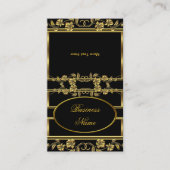 Vouw over Elegant Goud op Gouden Zwarte Bloemen Visitekaartje (Voorkant)