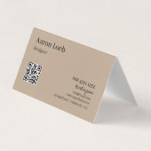 Vouw Visitekaartjes | Rustiek Kraft met QR Code (Achterkant)
