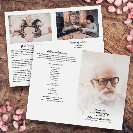 Vouwbaar 3-Foto Herdenkingsprogramma voor een Over