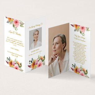 Vouwbare bloemenfoto rouwkaart visitekaartje