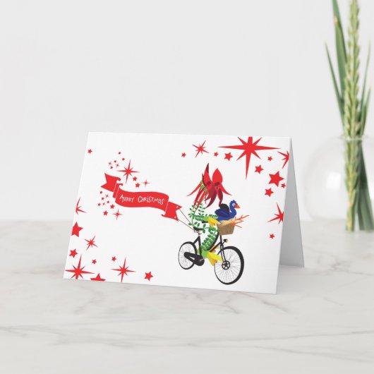 Vouwbare kerstkaart 'Kerstfiets' Feestdagen Kaart (Voorkant)