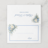 Vouwbare naamkaart - Blauwe Hydrangea's Plaatskaartje (Buitenkant ongevouwen)