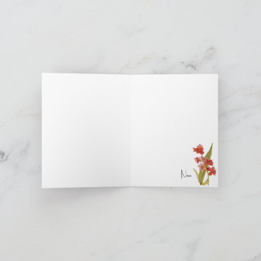 Vouwbare Rode Orchideeën Wenskaart Kaart (Binnen)