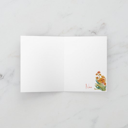 Vouwbare Sinaasappel Orchidee Wenskaart Kaart (Binnen)