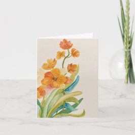 Vouwbare Sinaasappel Orchideeën Wenskaart Kaart