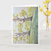Vouwbare wenskaart met originele aquarel kaart (Gele Bloem)