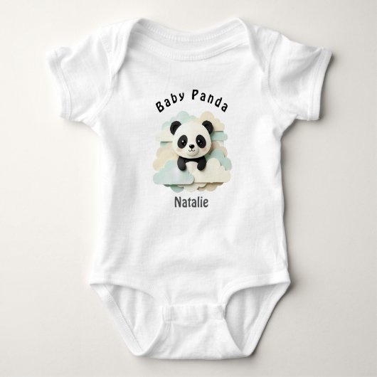Vouwde Baby Panda | Mooie Origami Romper (Voorkant)