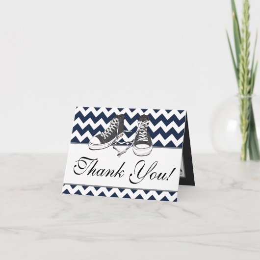 Vouwde Bedankkaart Tiener Sneakers Chevron Str (Voorkant)