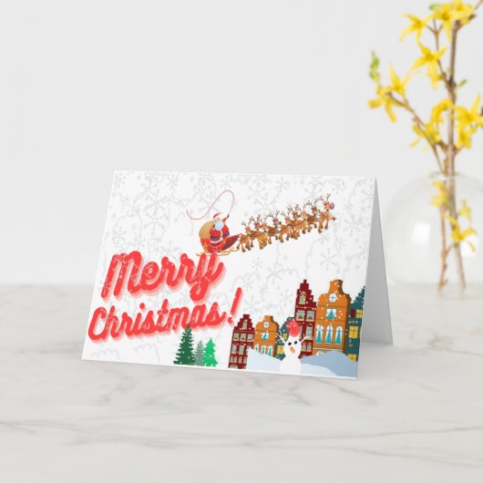 Vouwde horizontale kerstkaarten van Kerstman Kaart (Gele Bloem)