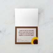 Vouwen Dank je wel kaart zonnebloem kant jute land (Binnen)