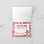 Vouwen Dank U Kaart Rood Dieprood Witte Damast Kan (Binnen)