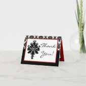 Vouwen Dank U Kaart Zwart Rood Damast Kantwerk (Voorkant)