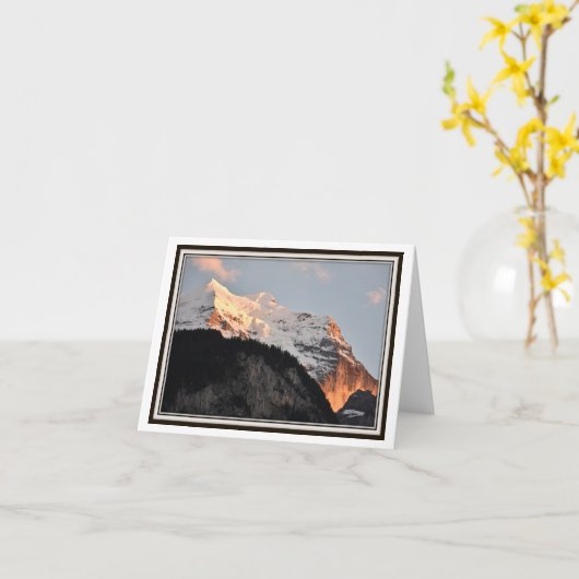 Vouwend Wenskaart - Alpenglow, Zwitserse Alpen Kaart (Gele Bloem)