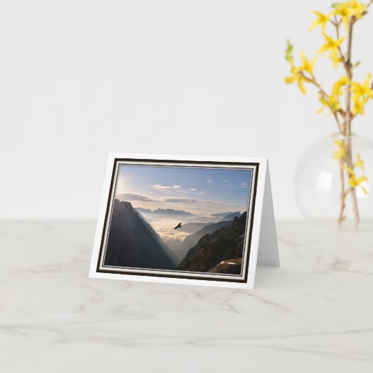 Vouwend Wenskaart – Italiaanse Alpen Zonsopgang Kaart (Gele Bloem)