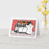 Vouwkaart - Dumpster fire snowman Kaart (Gele Bloem)