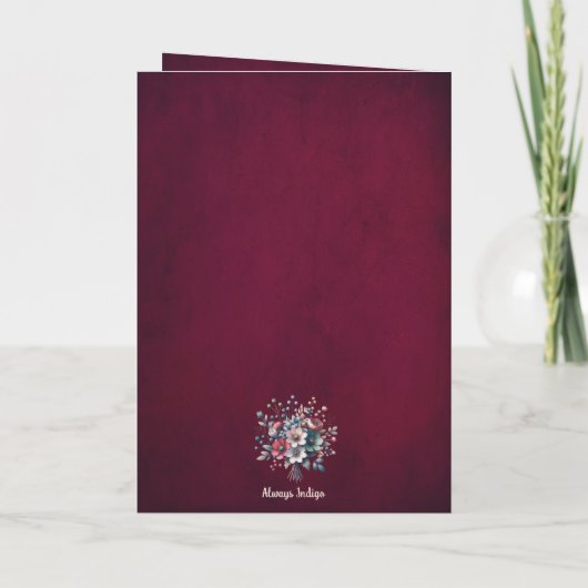 Vouwkaart, frambozen magnolia kaart (Achterkant)