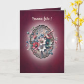 Vouwkaart, frambozen magnolia kaart (Gele Bloem)