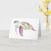 Vouwkaart groene zeeschildpad 5x7 kaart (Gele Bloem)