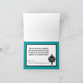 Vouwkaart met bedankje Zwart Teal Damast Kantwerk Bedankkaart (Binnen)