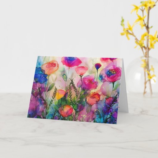 Vouwkaart met wens kaart (Gele Bloem)