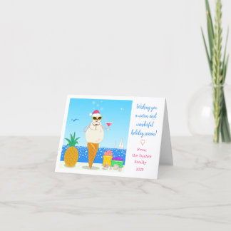 Vouwkerstkaart met tropische Kerstman Feestdagen Kaart