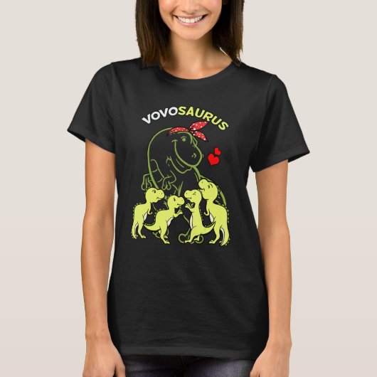 Vovosaurus Vovo 4 Kinder Dinosaur Moederdag T-shirt (Voorkant)