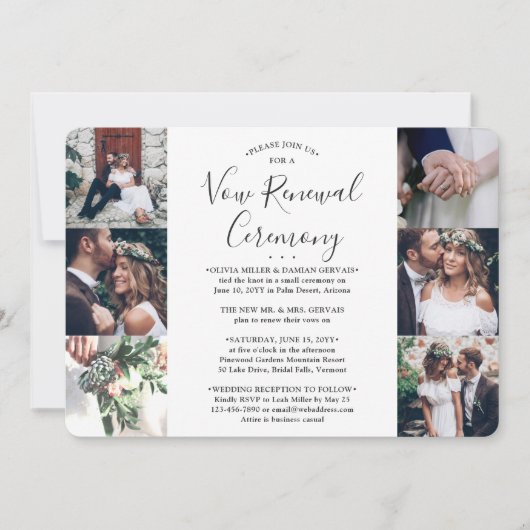 Vow Renewal 7 Foto Sequel Wedding Celebration Kaart (Voorkant)
