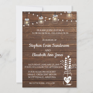 Vow Renewal Barn Mason Jar Classic Wood Rustic Kaart