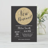 Vow Renewal Black en Gold Glitter Invitation Kaart (Staand voorkant)
