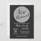 Vow Renewal Black en Silver Glitter Invitation Kaart (Voorkant)