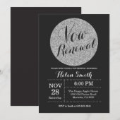 Vow Renewal Black en Silver Glitter Invitation Kaart (Voorkant / Achterkant)